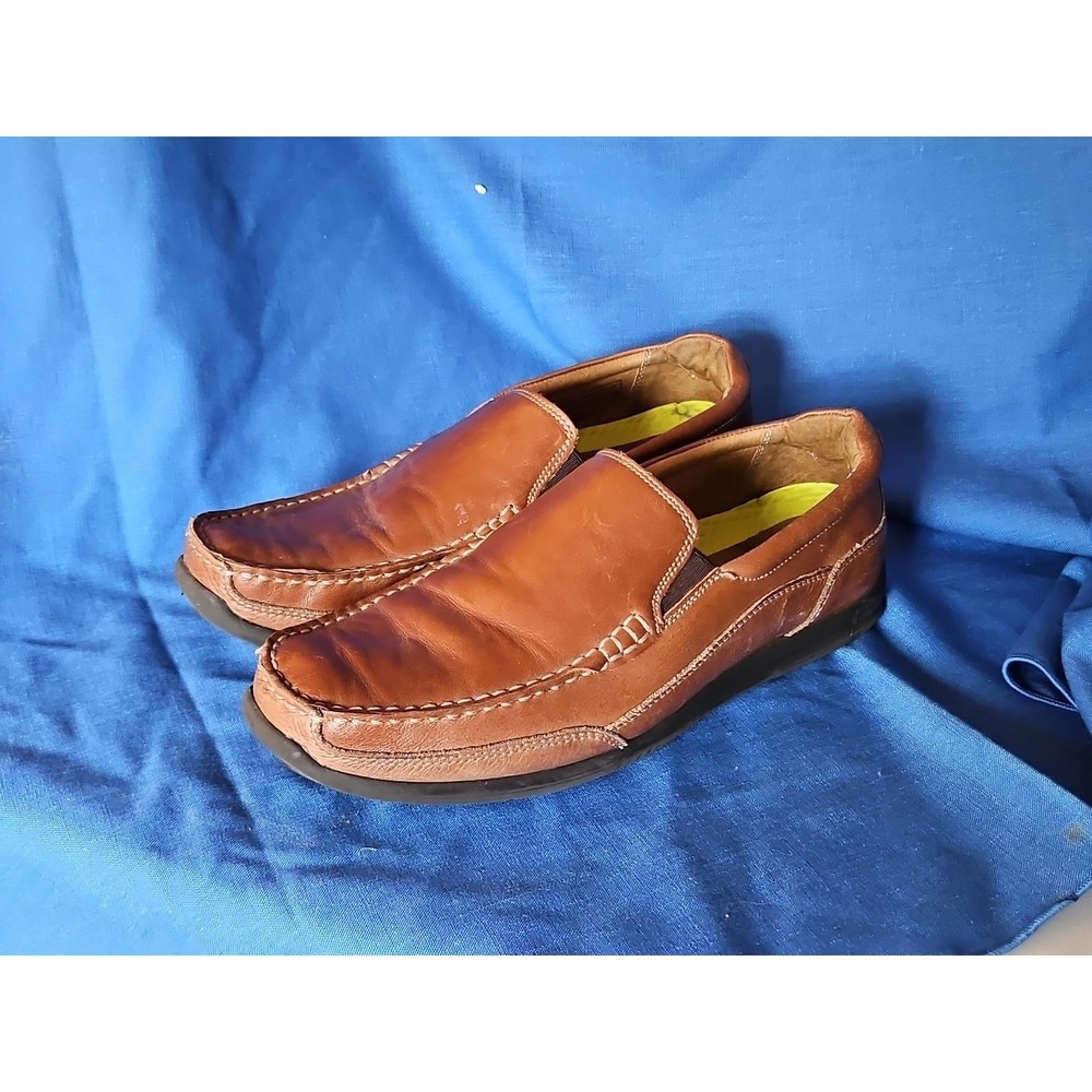 Vionic Preston Leather Moc‎ Toe Orthotic Loafers Cognac Slip-On Size 9